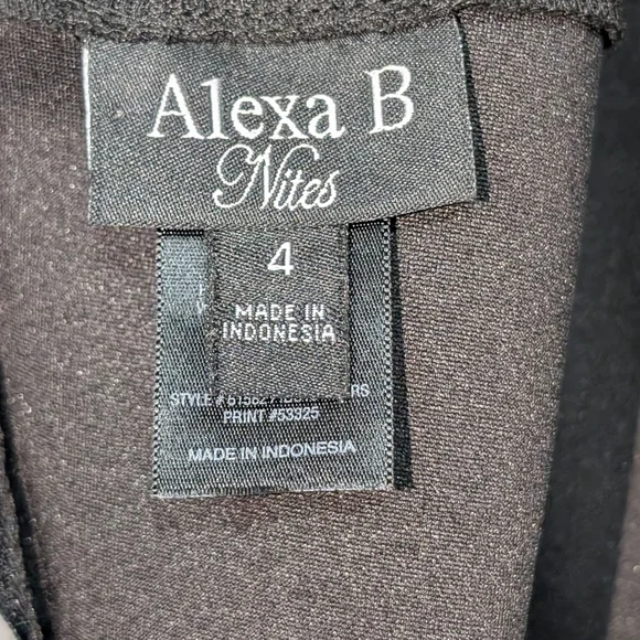 NWT Alexa B Nites Black and White Floral Mini Dress With Wrap Skirt, Size 4 - Picture 6 of 8